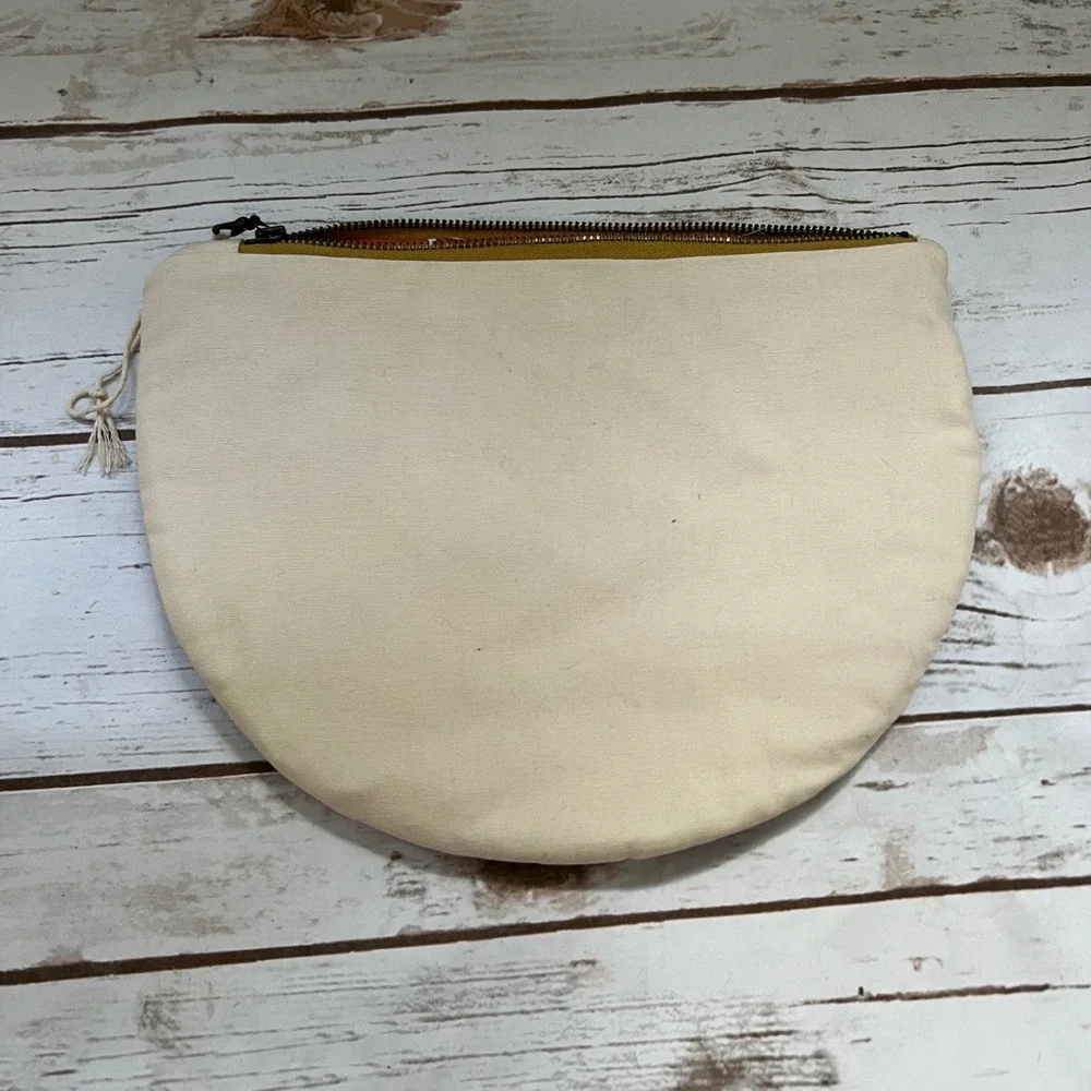 Handmade Hobo Bag Punch Needle Clutch Pink Mustard Geometric Textured NWOT